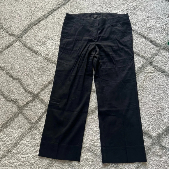 Theory black pants straight leg trouser linen blend 8 - Picture 1 of 8